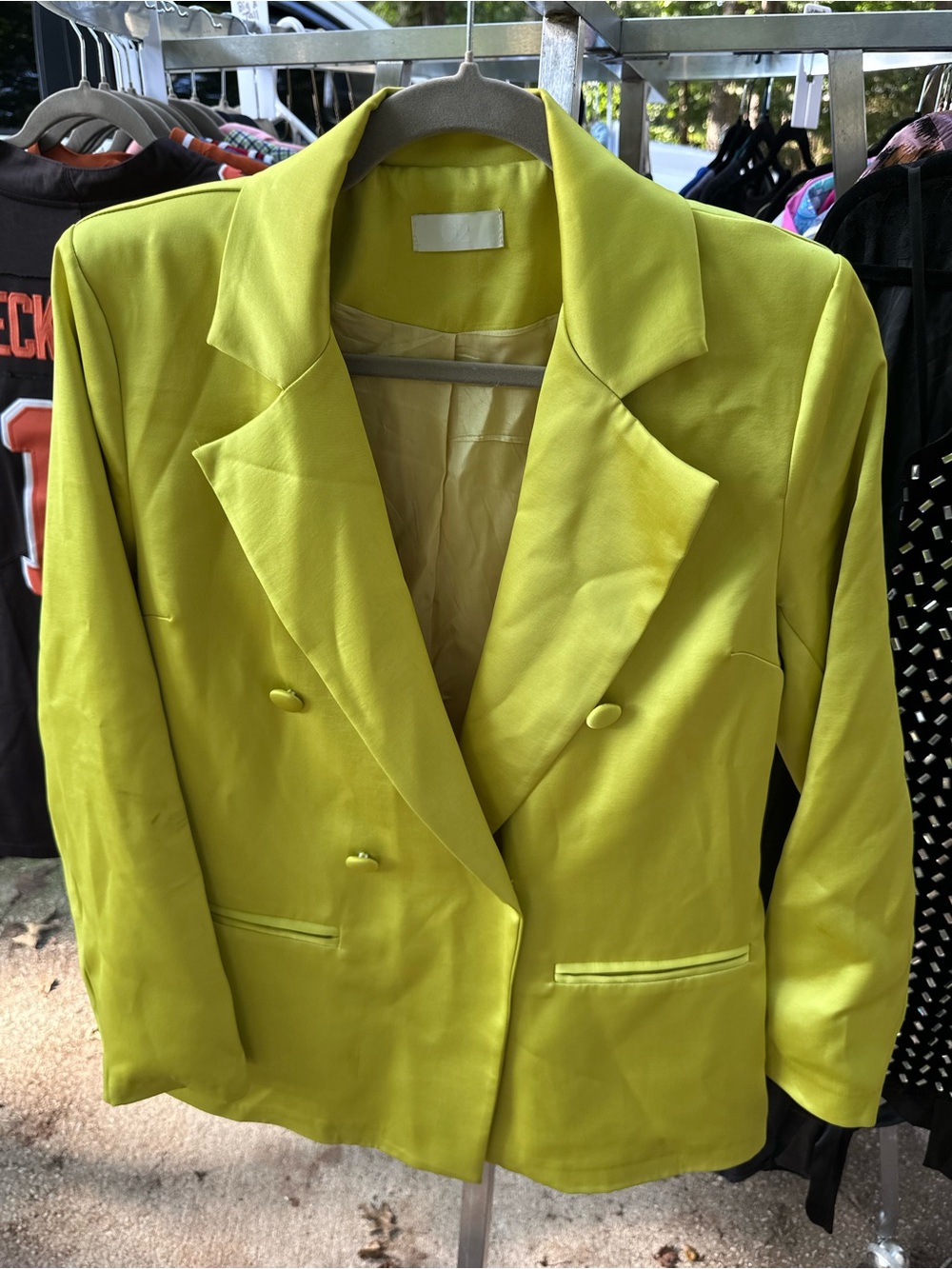 Q2 Neon Lime Double-Breasted Women's Blazer